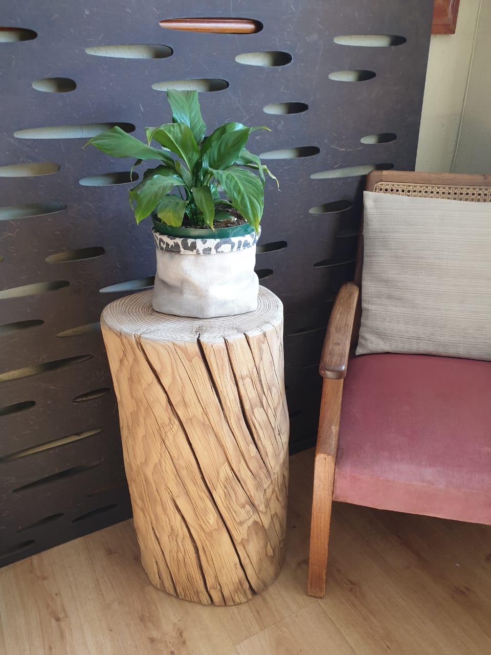 Solid Wood Stump End Table