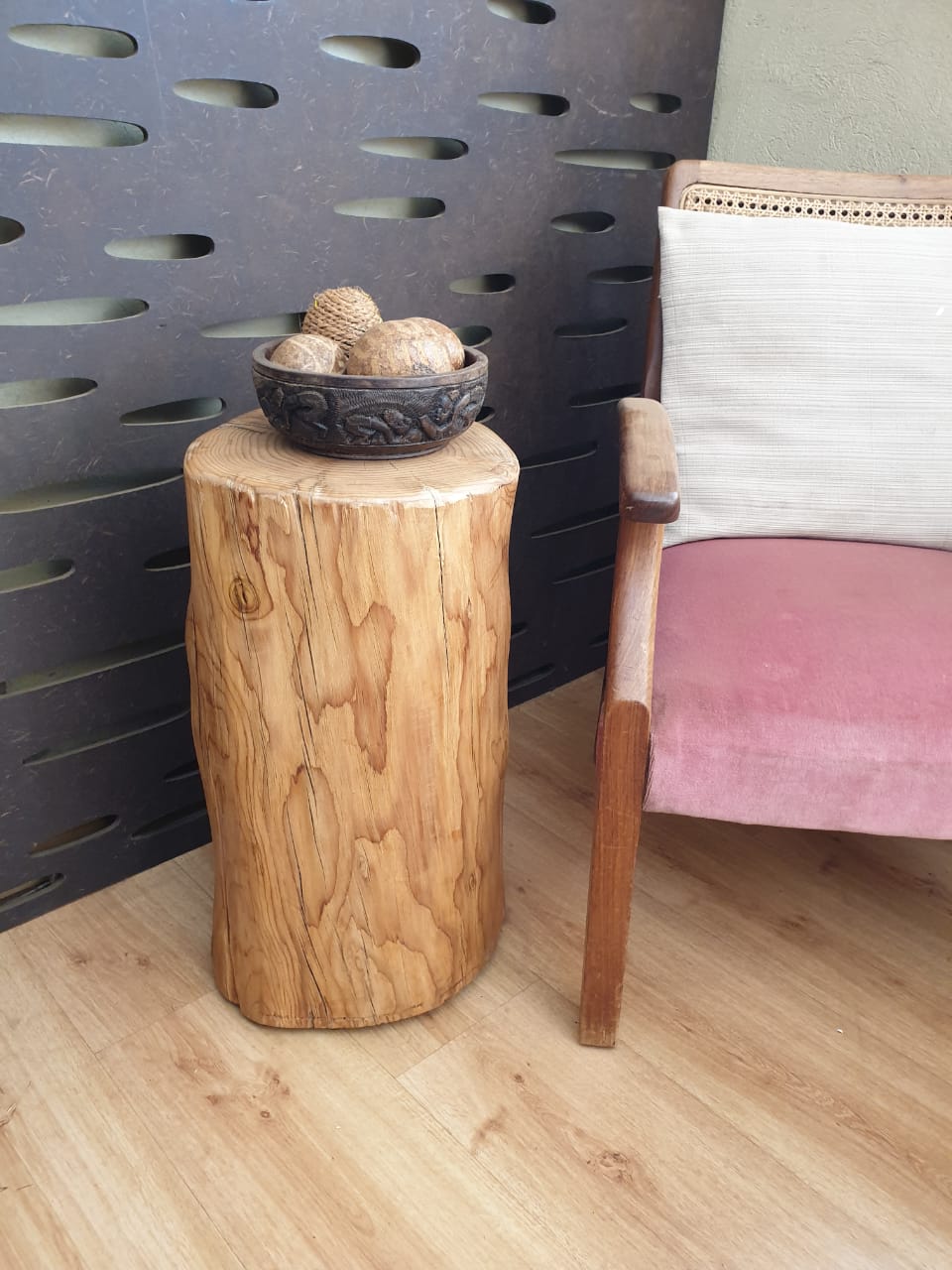 Solid Wood Stump End Table