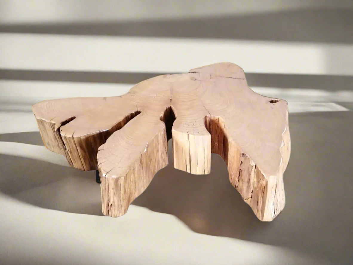 Solid wood Abstract End Table