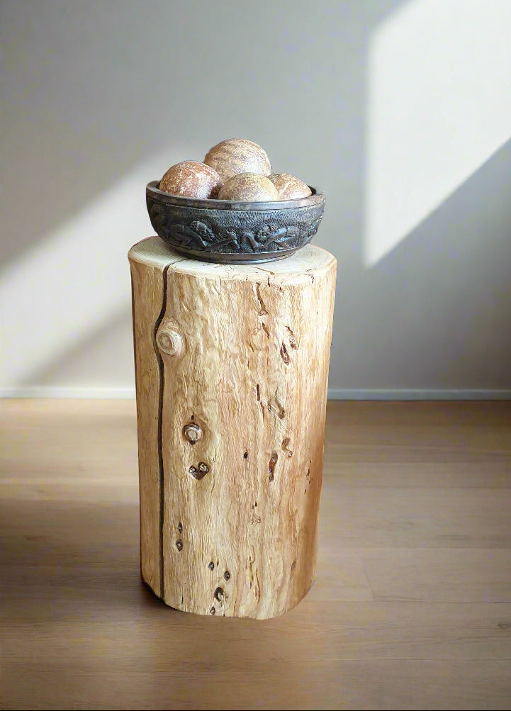 Light Wood Stump End Table