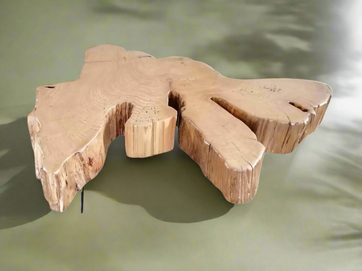 Solid wood Abstract End Table