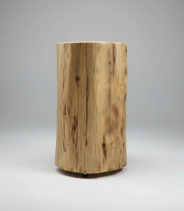Cedar Stump Side table with wheels