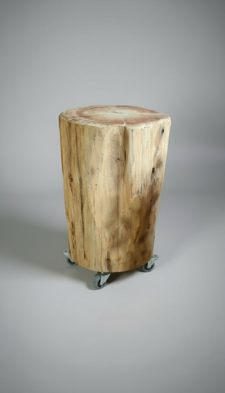 Cedar Stump Side table with wheels