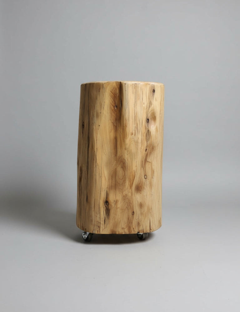 Cedar Stump Side table with wheels