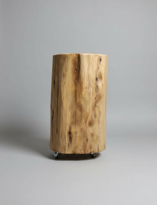 Cedar Stump Side table with wheels