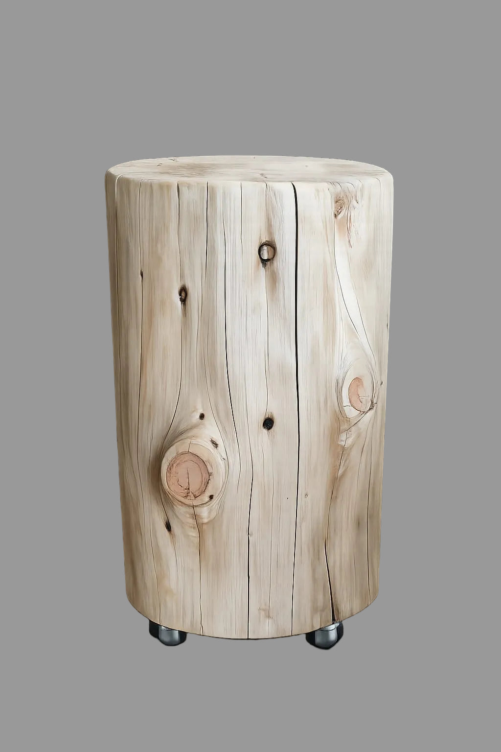 Cypress Stump End Table with wheels