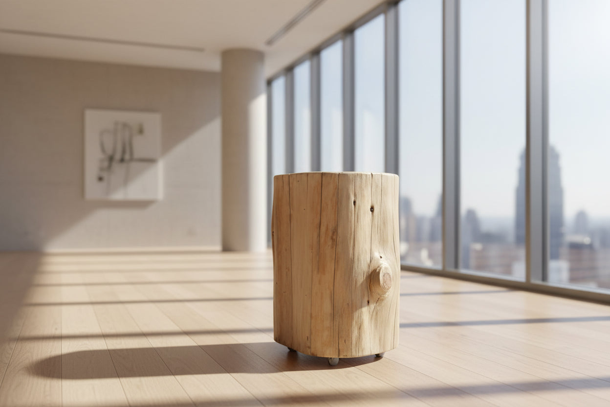 Cypress Stump End Table with wheels