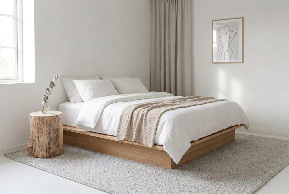 Solid wood bedside stump table - small