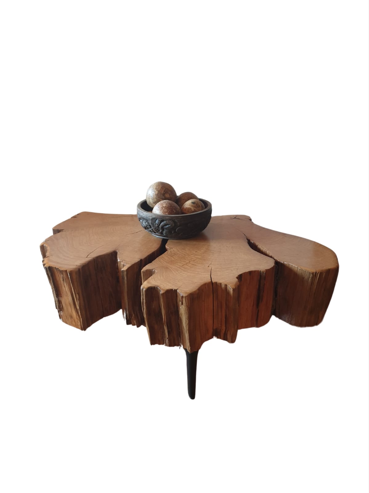 Solid wood Abstract End Table