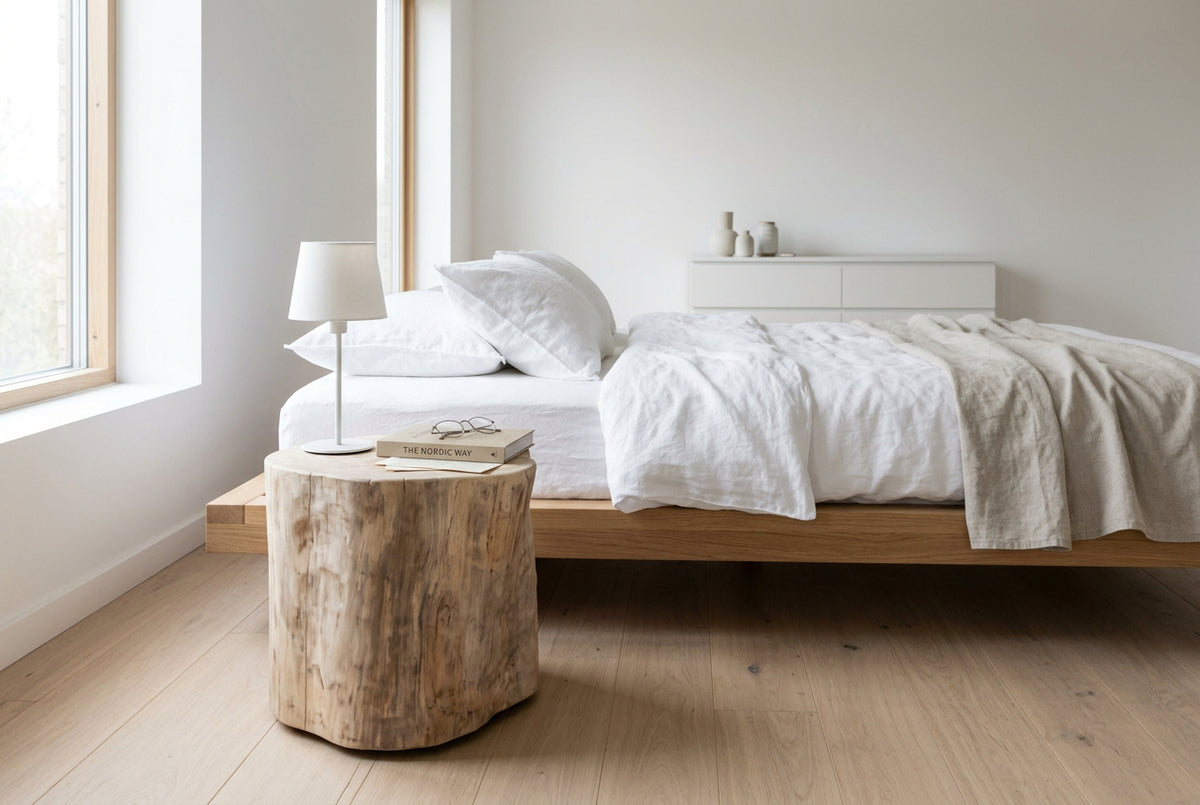 Solid wood bedside stump table